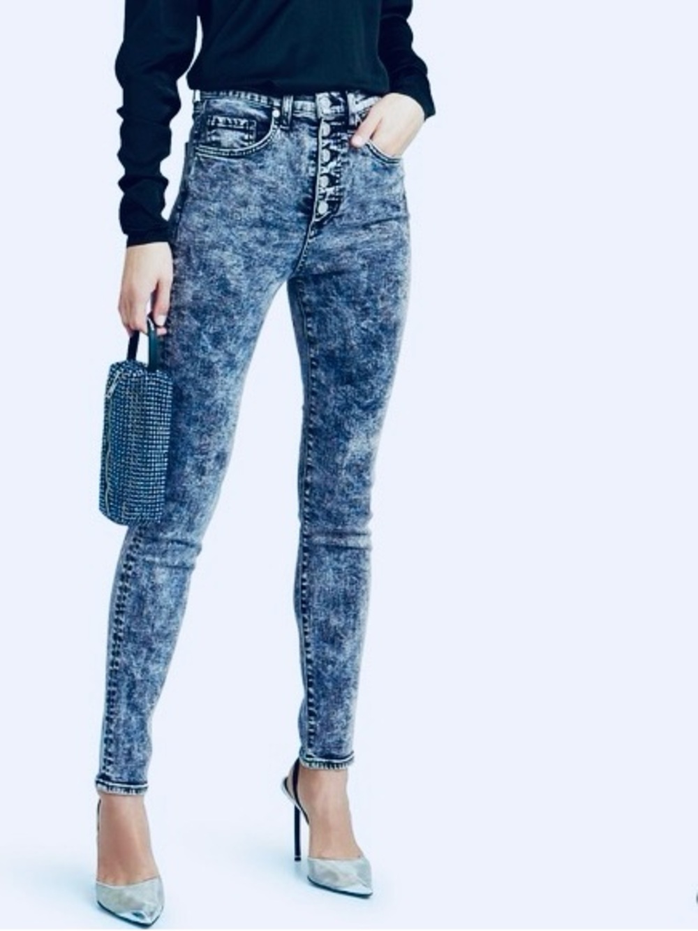 Veronica Beard Maera High Rise Skinny Jeans Indigo Acid Wash